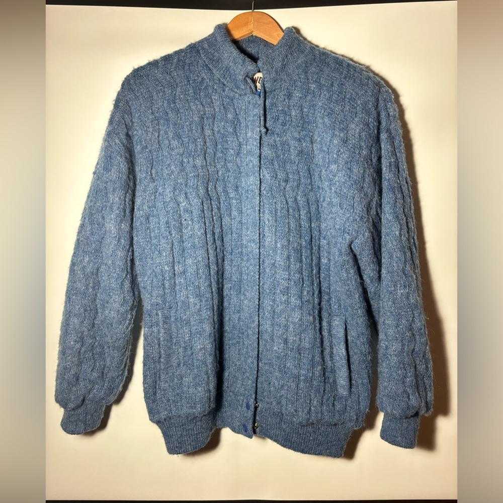 Tundra Men's Light Blue Cable-Knit Zip Sweater